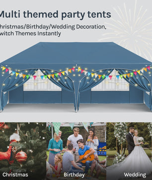 WOLTU Partytent 3x6m Groen - Waterdicht, UV-bestendig met 6 Zijwanden & Verstelbare Hoogte