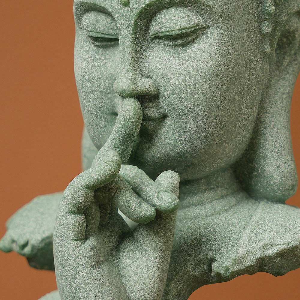 Zen Boeddha Beeld Groen Zandsteen - Sfeervolle Decoratie voor Huis en Bureau