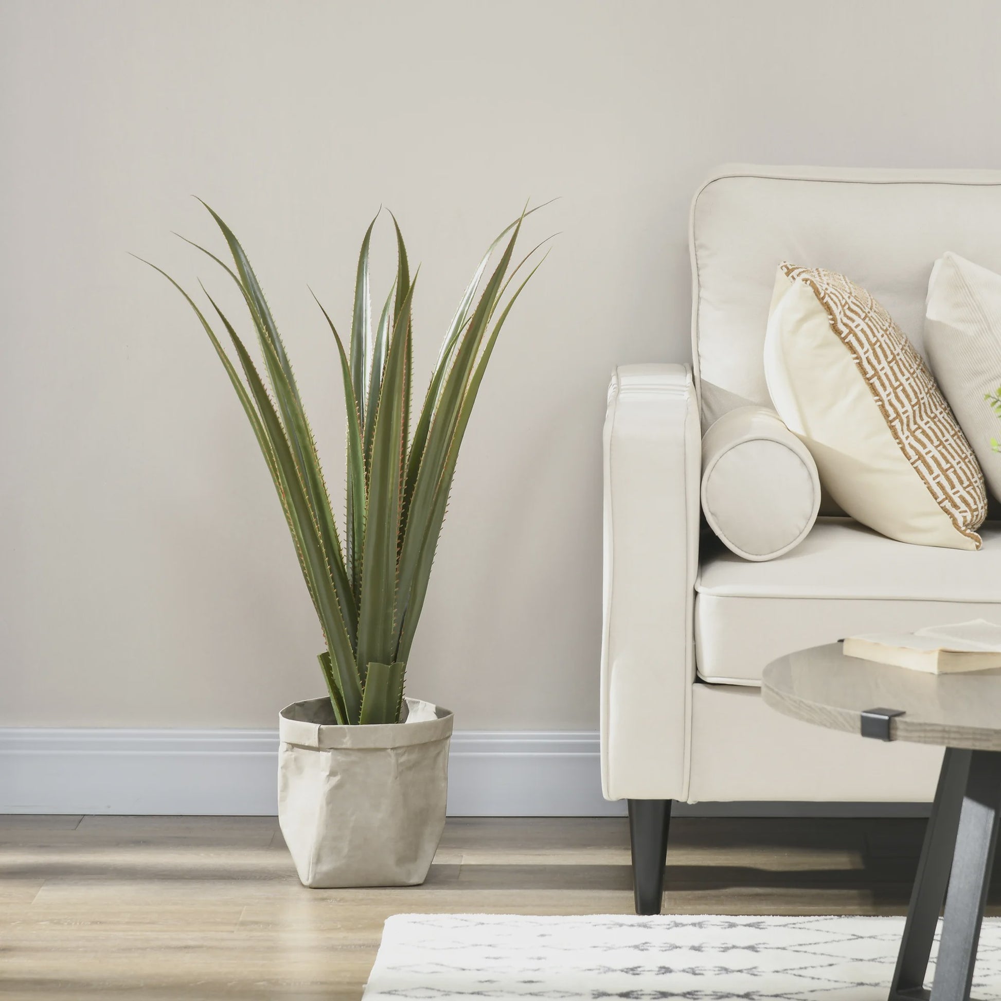 HOMCOM Kunstplant Agave 90 cm Hoog - Realistische Kunstplant voor Binnen en Buiten