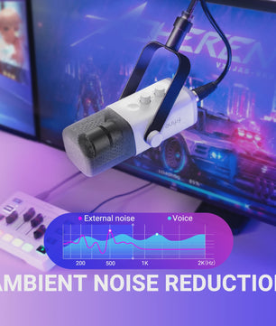 FIFINE AM8W Dynamische XLR/USB Microfoon met RGB, Mute & Koptelefoonaansluiting - Ideaal voor Streaming & Gaming