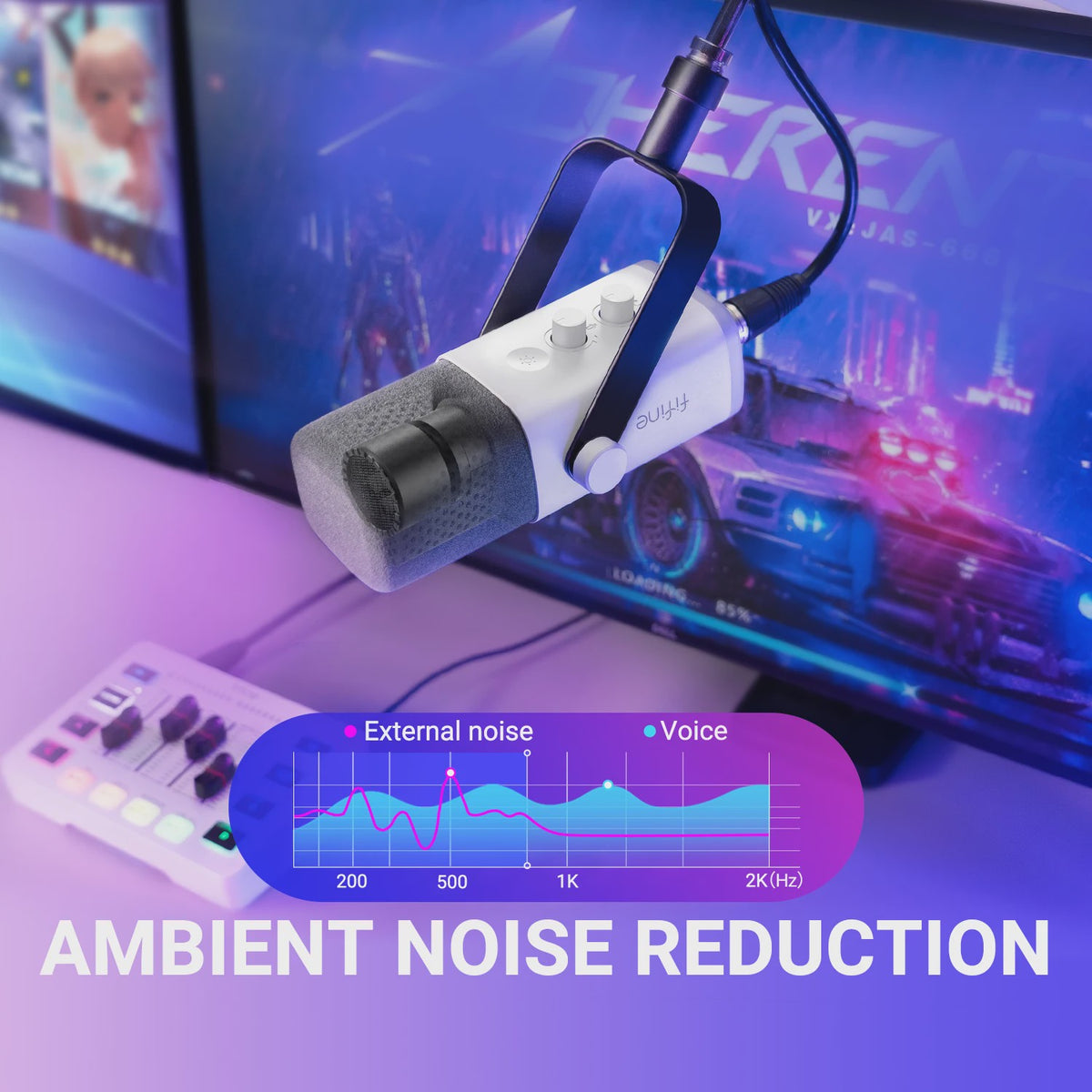 FIFINE AM8W Dynamische XLR/USB Microfoon met RGB, Mute & Koptelefoonaansluiting - Ideaal voor Streaming & Gaming