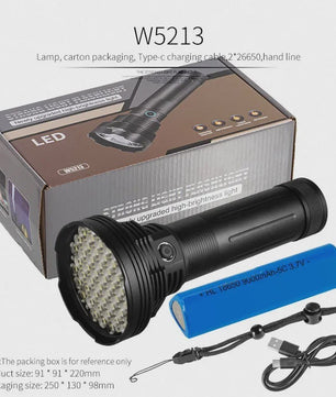 Krachtige LED Zaklamp 10000LM - Oplaadbaar met 6x 18650 Batterijen