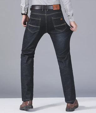 Heren Jeans | Zachte Denim Broek | Klassieke Pasvorm | Zwart & Blauw