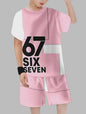 Funny Six Seven Italian Brainrot 67 Number Print Kids Short Sleeved Suit Children Clothing T-Shirt + Shorts 2pc Set Boys Clothes