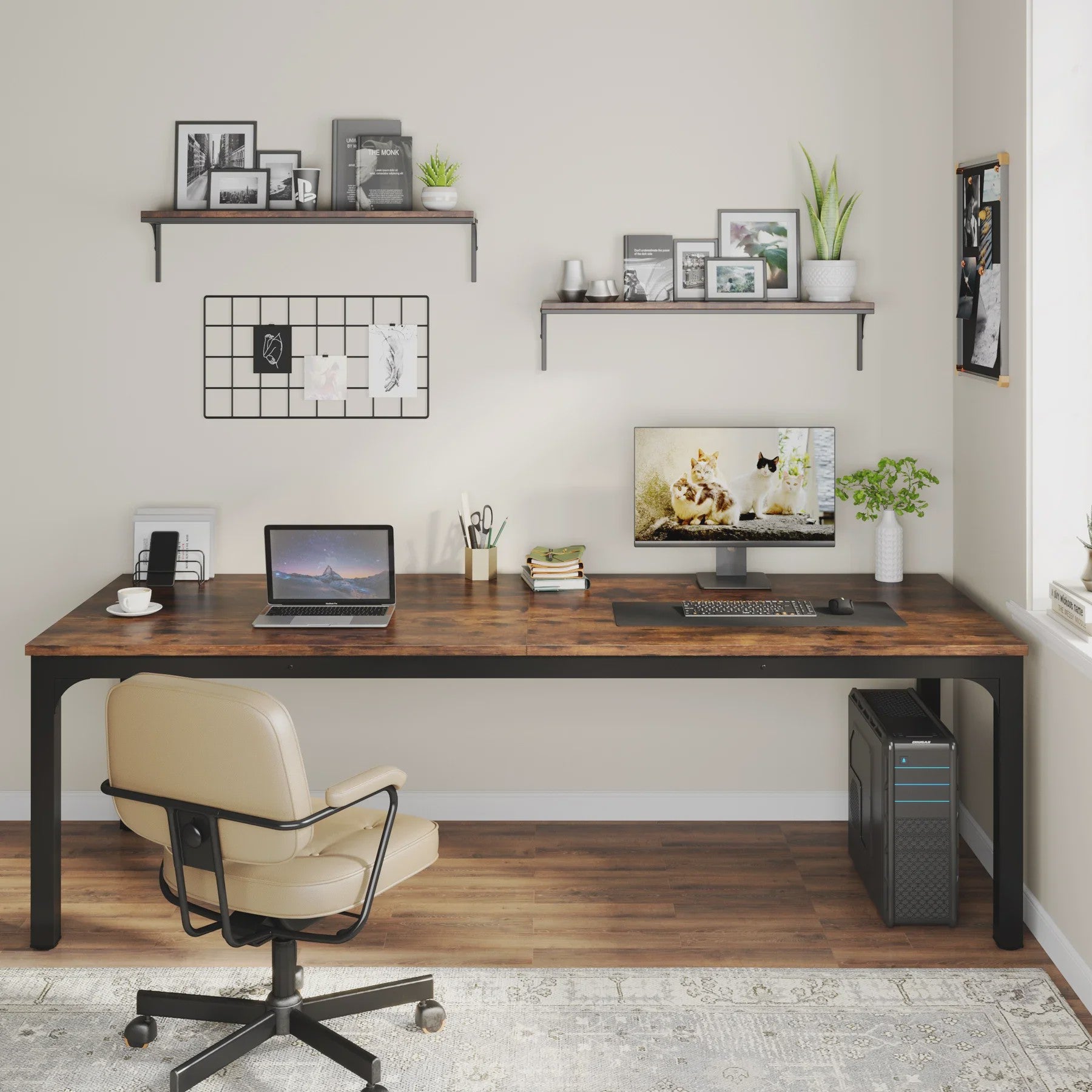Extra Lange Bureau voor 2 Personen (200 cm) - Dubbel Werkstation voor Thuis of Kantoor