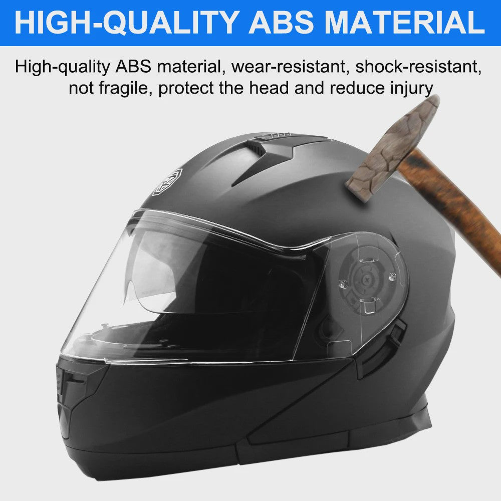 Modulaire Motorhelm Mat Zwart - Dubbele Lens, DOT Gecertificeerd, Unisex