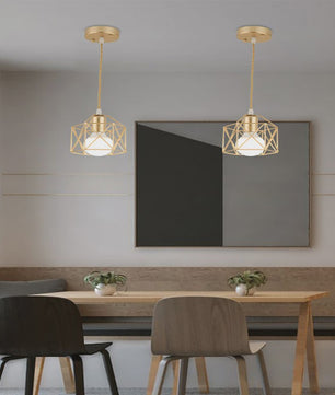 Moderne LED Hanglamp Goud/Zwart - Minimalistische Metalen Kooi Design