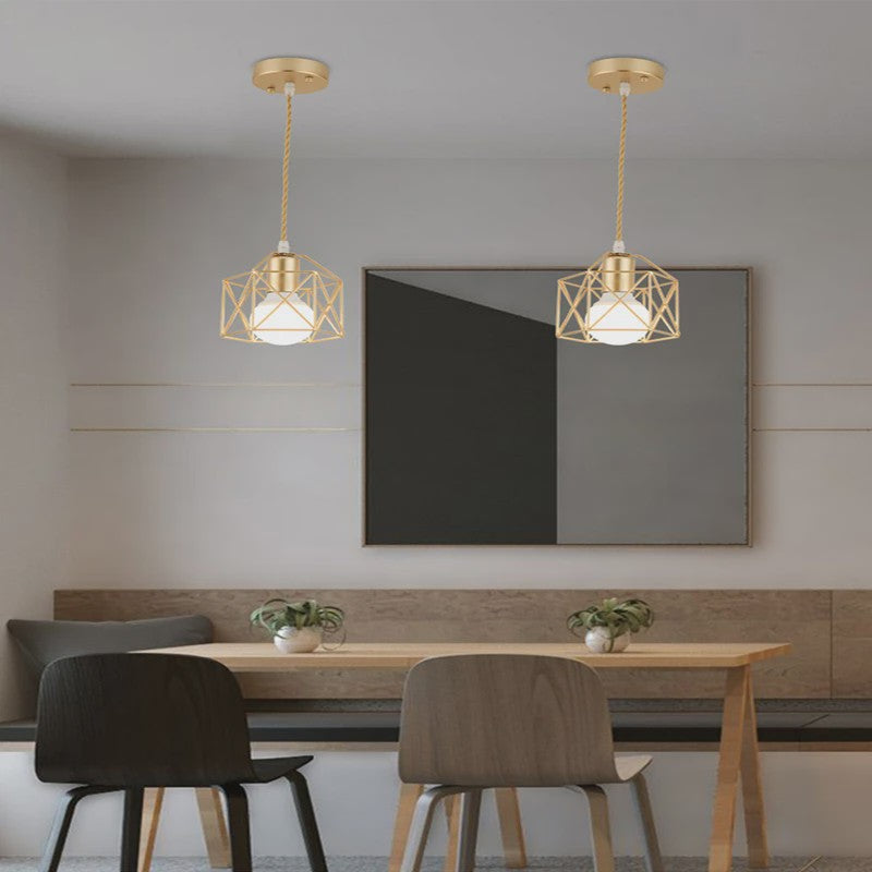 Moderne LED Hanglamp Goud/Zwart - Minimalistische Metalen Kooi Design