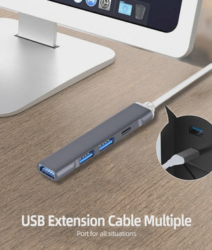 USB C Hub 3.0 & 2.0 Poorten, Type-C Docking Station met 5Gbps Snelheid & OTG Adapter
