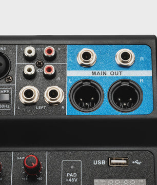 5-Kanaals Audio Mixer met 48V Fantoomvoeding, Bluetooth 5.0 & USB - Professionele Geluidskaart voor Streaming & KTV