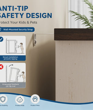 3-Laden Commode Wit Bruin - Compact Nachtkastje en Ladekast voor Slaapkamer/Woonkamer