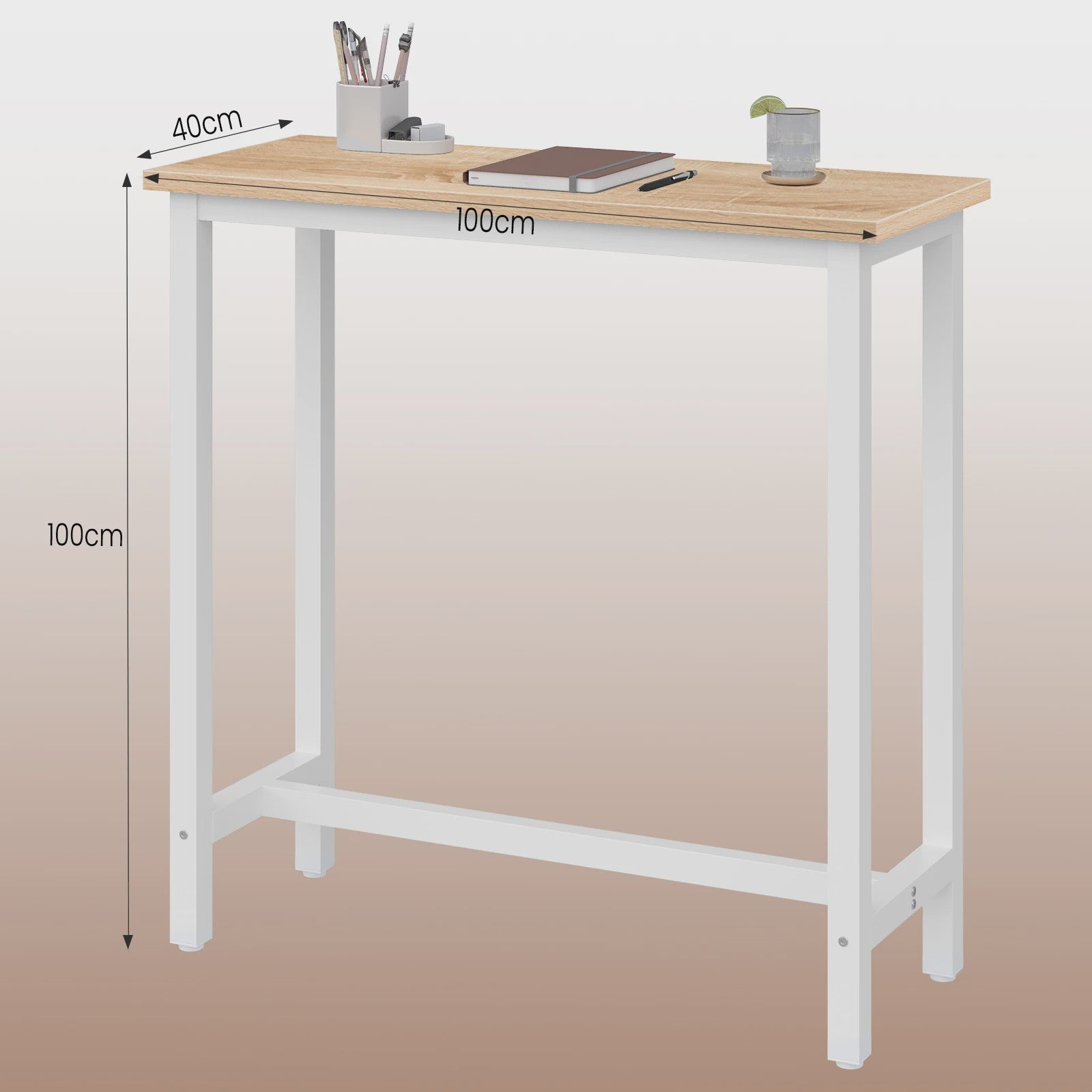 WOLTU Bartafel 100x40x100cm - Stijlvolle Bistro Cocktail Eettafel met Vintage Houtlook