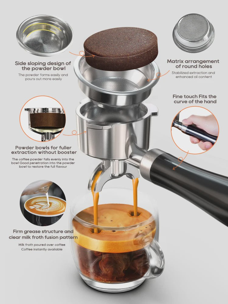HiBREW H10A Semi-Automatische Espressomachine - 20 Bar, Instelbare Temperatuur & 58mm Portafilter