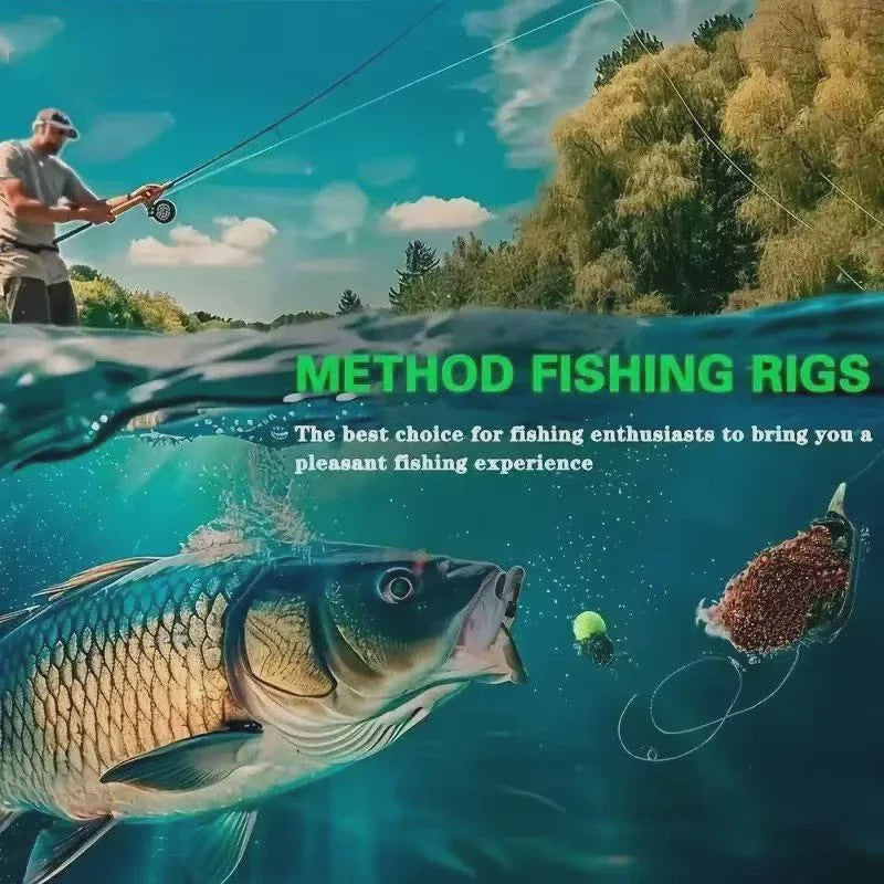 Method Feeder Rigs Set: 10/20 Stuks Haken met Gevlochten Lijn voor Feeder Vissen