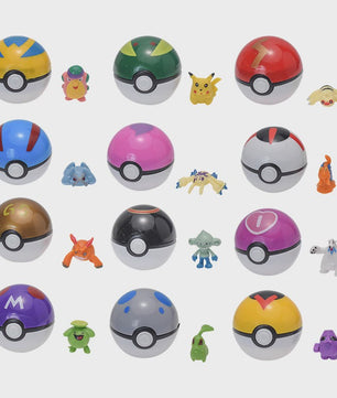 Set van 12 Pokémon Poké Ball Figuren - Pikachu & Vrienden Actiefiguren Collectie