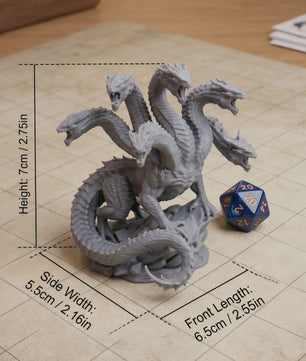 Ongeverfde Hydra Minifiguur - TTRPG, Wargame & Decoratie