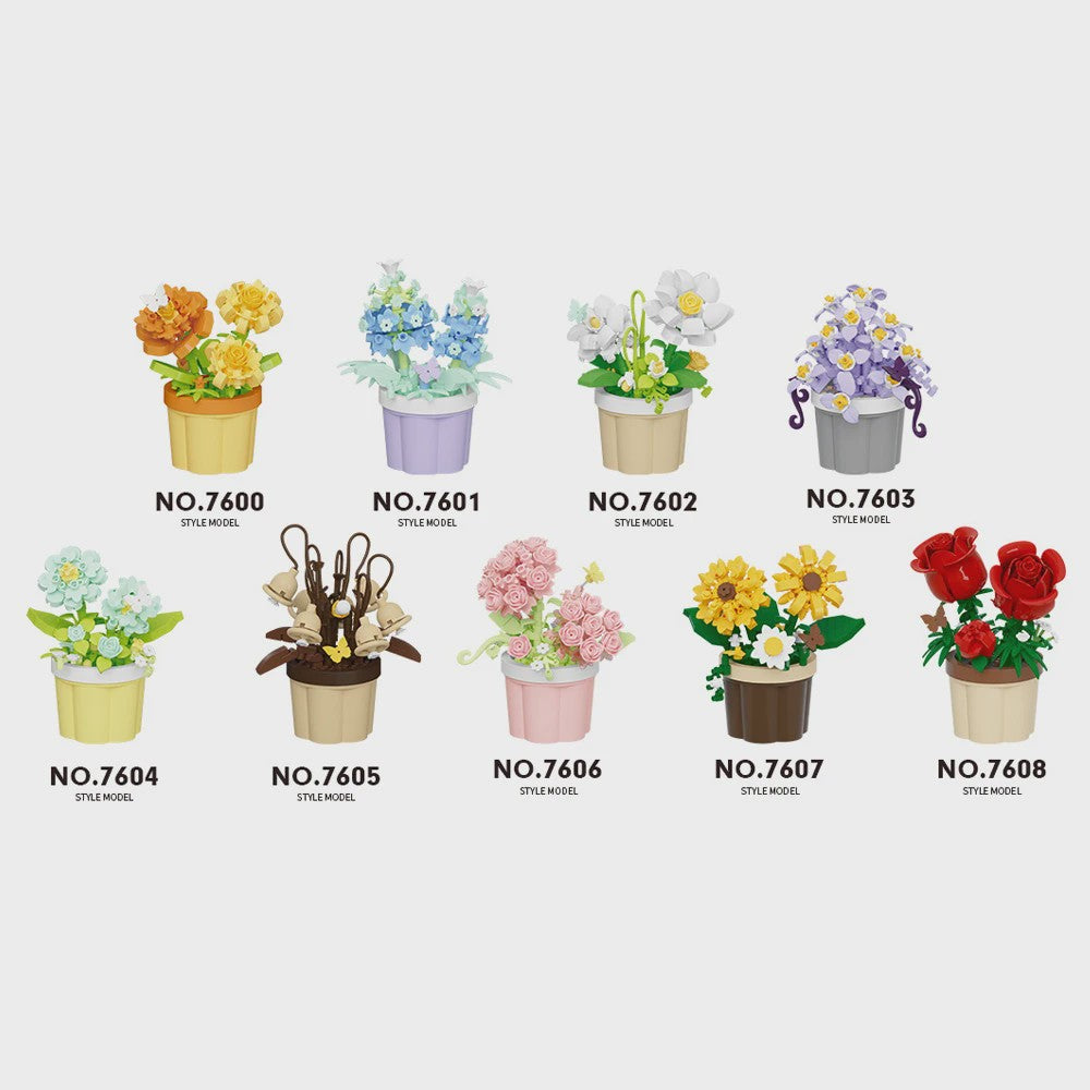 Bouwstenen Bloemen in Pot - Creatieve Mini Bloemenboeketten Bouwpakketten