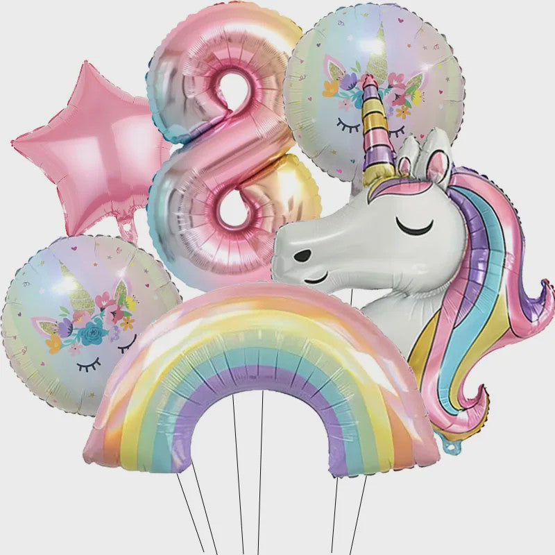 Regenboog Eenhoorn Folieballon Set - 32 Inch Gegradueerde Cijferballon voor Feestjes