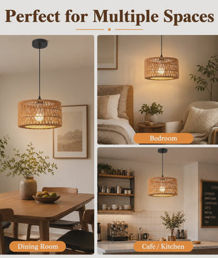 Hanglamp Rotan Mand - Rustiek Landelijk Design - Verstelbaar - 31cm Diameter