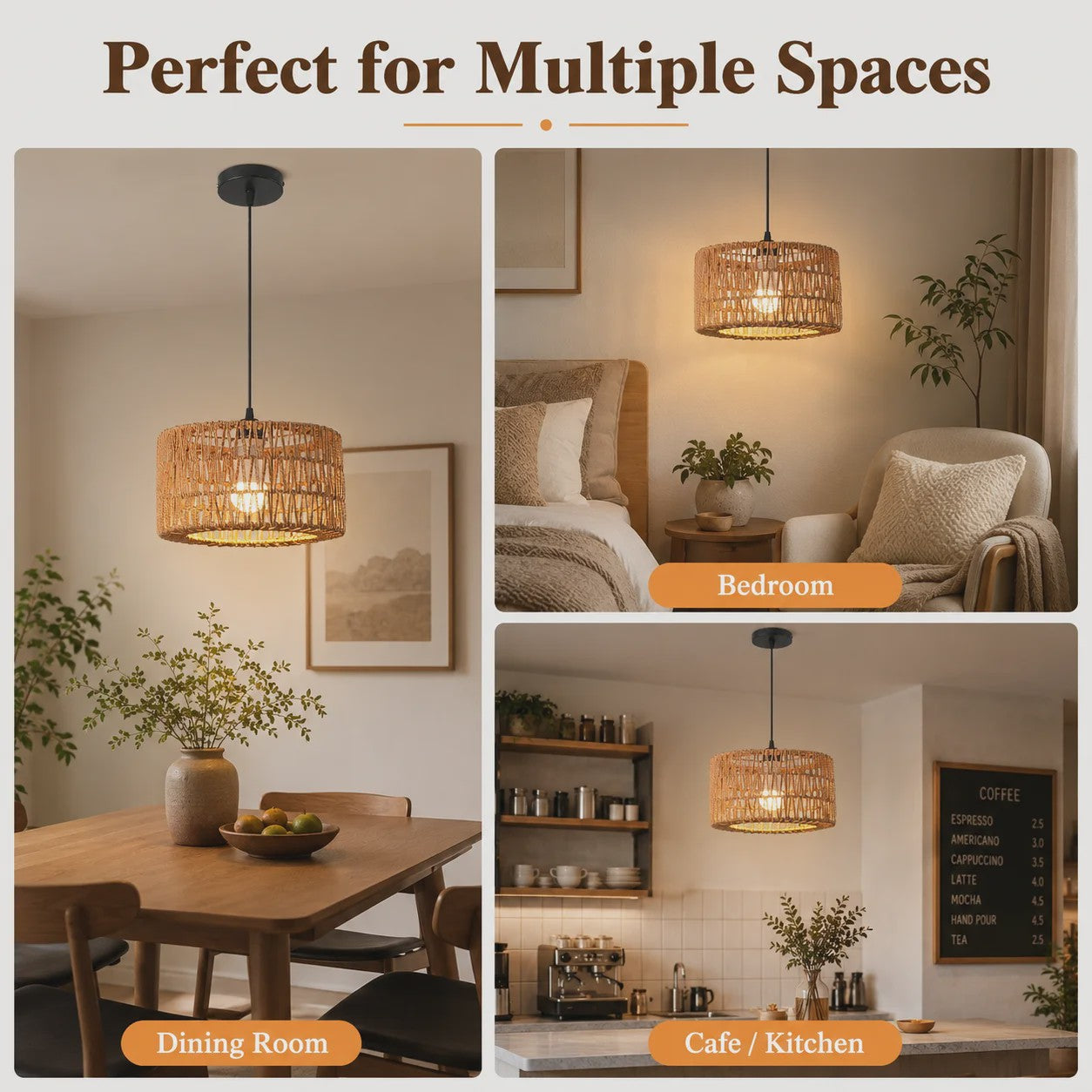 Hanglamp Rotan Mand - Rustiek Landelijk Design - Verstelbaar - 31cm Diameter
