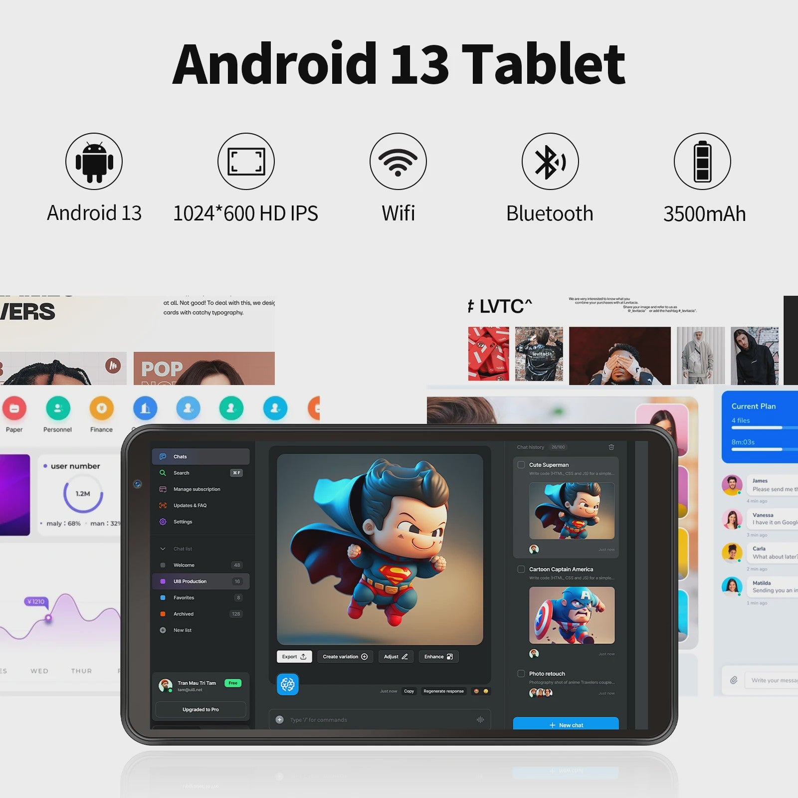 PRITOM 7 Inch Tablet PC met Android 13, 32GB Opslag en Beschermhoes