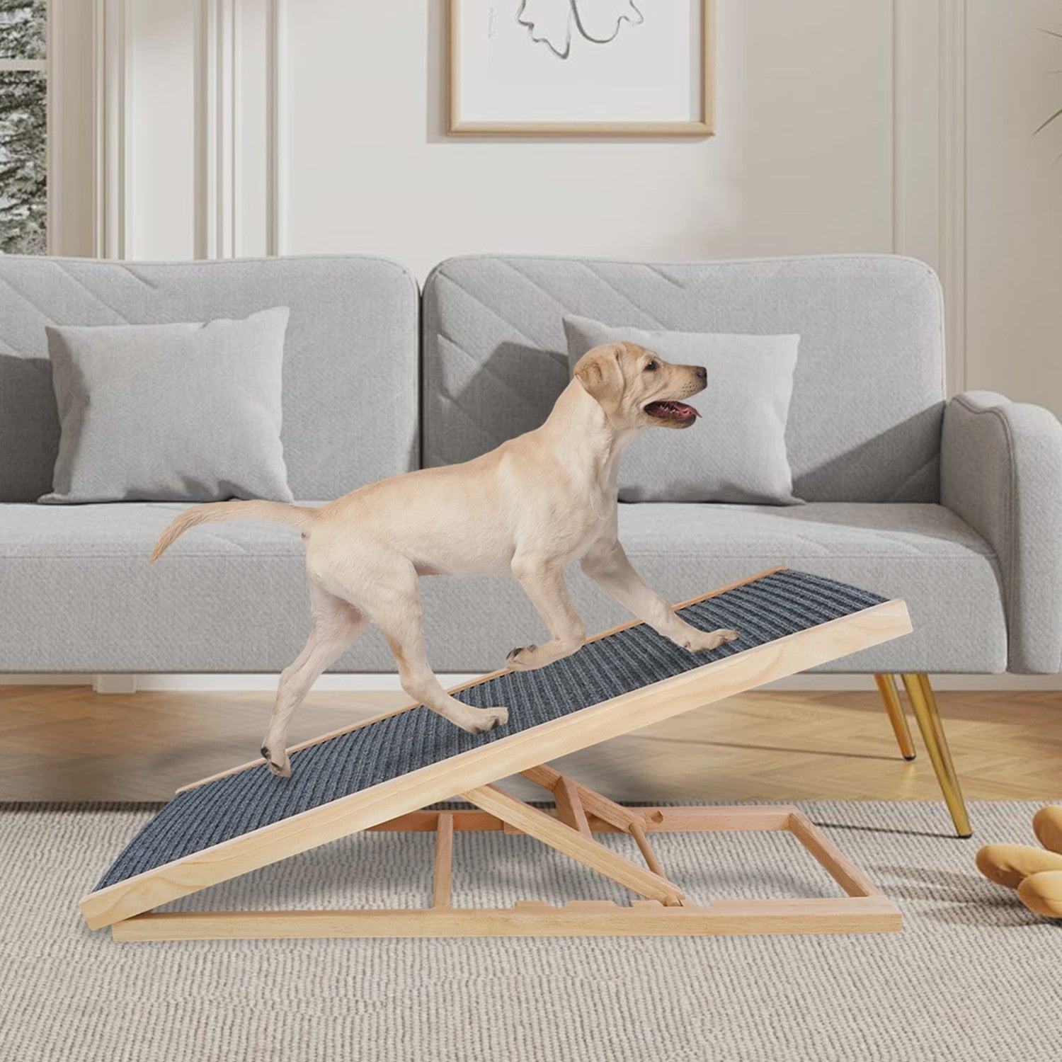 Verstelbare & Opvouwbare Hondentrap met Antislip Tapijt - Veilig Klimmen voor Senioren Honden & Katten