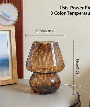 Glazen Mushroom Tafellamp - Sfeervolle Slaapkamerlamp met USB & Kleurinstelling