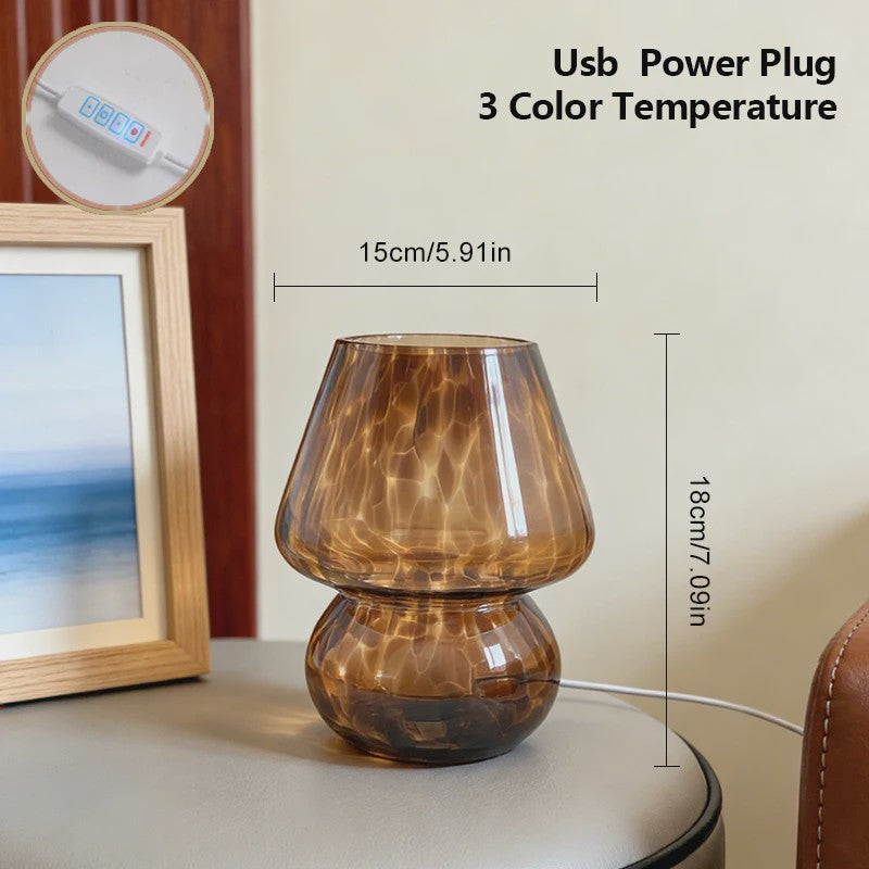 Glazen Mushroom Tafellamp - Sfeervolle Slaapkamerlamp met USB & Kleurinstelling