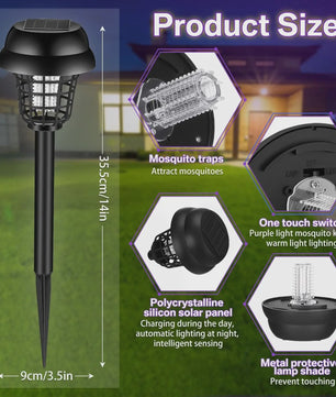 Solar Muggenvanger & Insectendoder Lamp - Waterdicht voor Tuin, Terras & Buiten