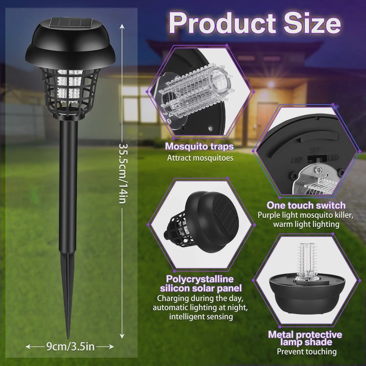 Solar Muggenvanger & Insectendoder Lamp - Waterdicht voor Tuin, Terras & Buiten