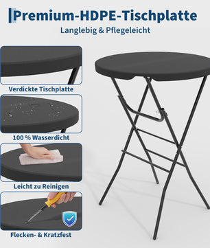 Ronde Staande Klaptafel 80cm - Weerbestendige Bistro Tafel voor Buitenfeesten & Evenementen