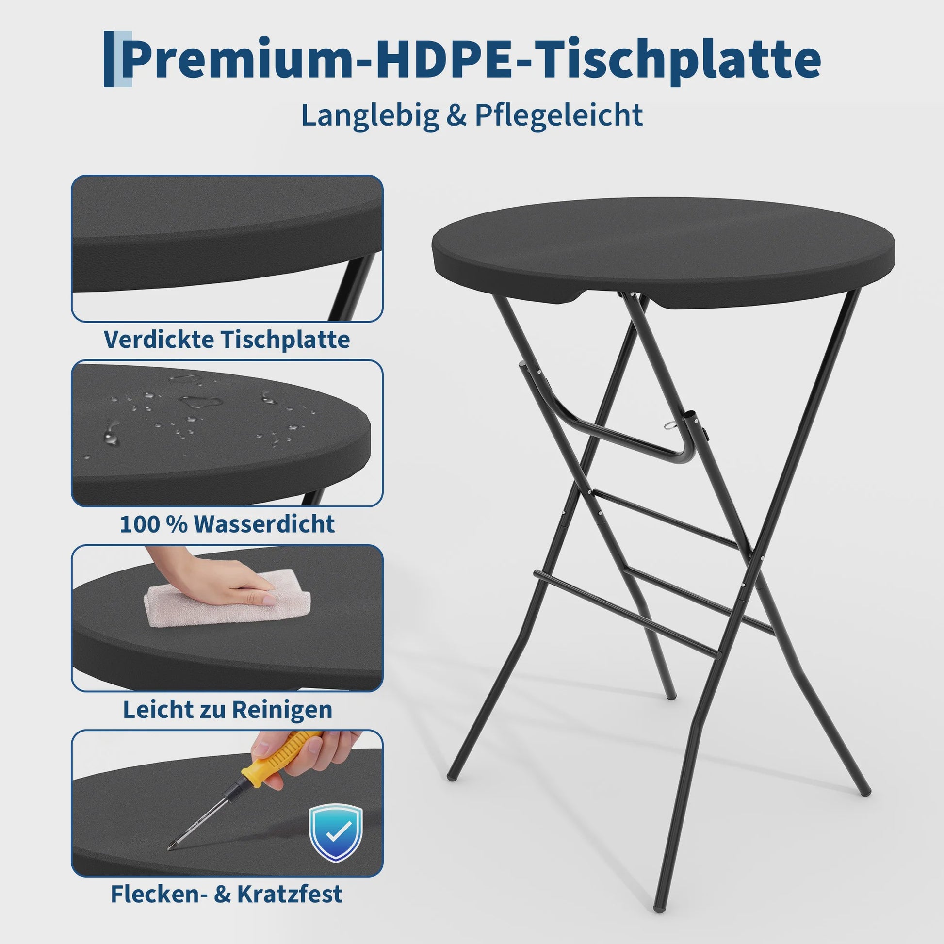 Ronde Staande Klaptafel 80cm - Weerbestendige Bistro Tafel voor Buitenfeesten & Evenementen
