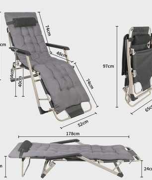 Klapbare Ligstoel voor Tuin en Terras met Verstelbare Rugleuning en Comfortabel Kussen