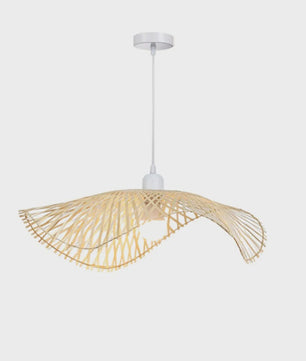 Handgemaakte Bamboe Plafondlamp - Natuurlijk Rotan Hanglamp met E27 Fitting