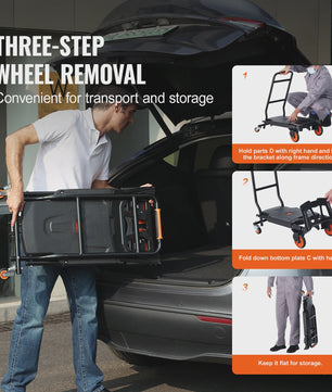 Opvouwbare Handkar Aluminium - 136 kg Laadvermogen - Draagbare Transportkar