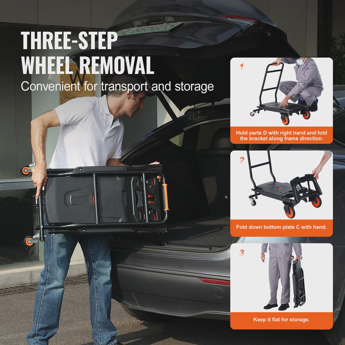 Opvouwbare Handkar Aluminium - 136 kg Laadvermogen - Draagbare Transportkar