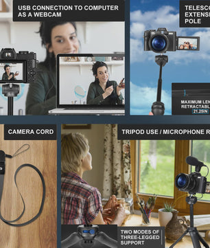 4K Digitale Camera 48MP met Groothoek & Macro Lens - Ideaal voor Vloggers en Beginners