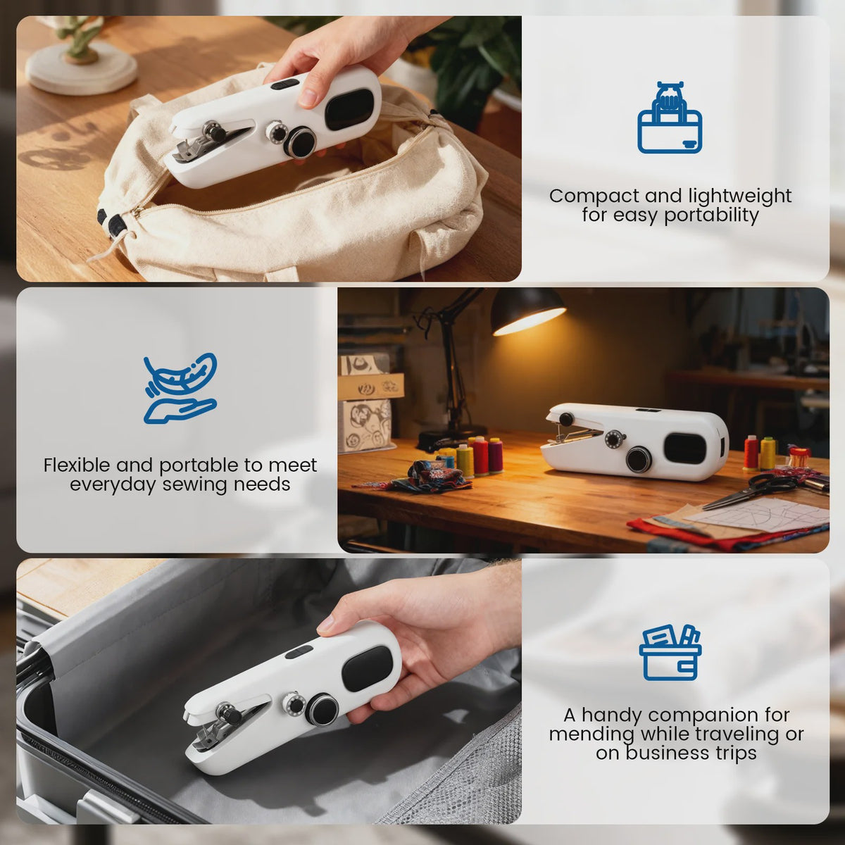 Handheld Sewing Machine, Electric Mini Sewing Machine With Three Speeds Portable, With LED Display, Suitable For DIY, Garments, Curtains, Hand Sewing Machines For Beginners