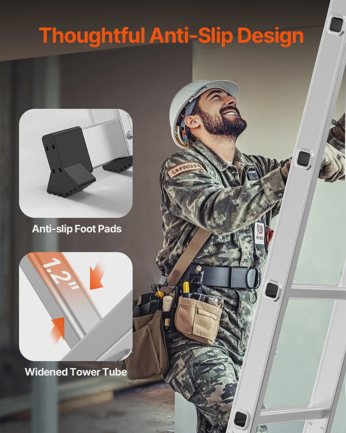 Multifunctionele Vouwladder 7-in-1 - Verstelbaar & Telescopisch voor Huis en Tuin