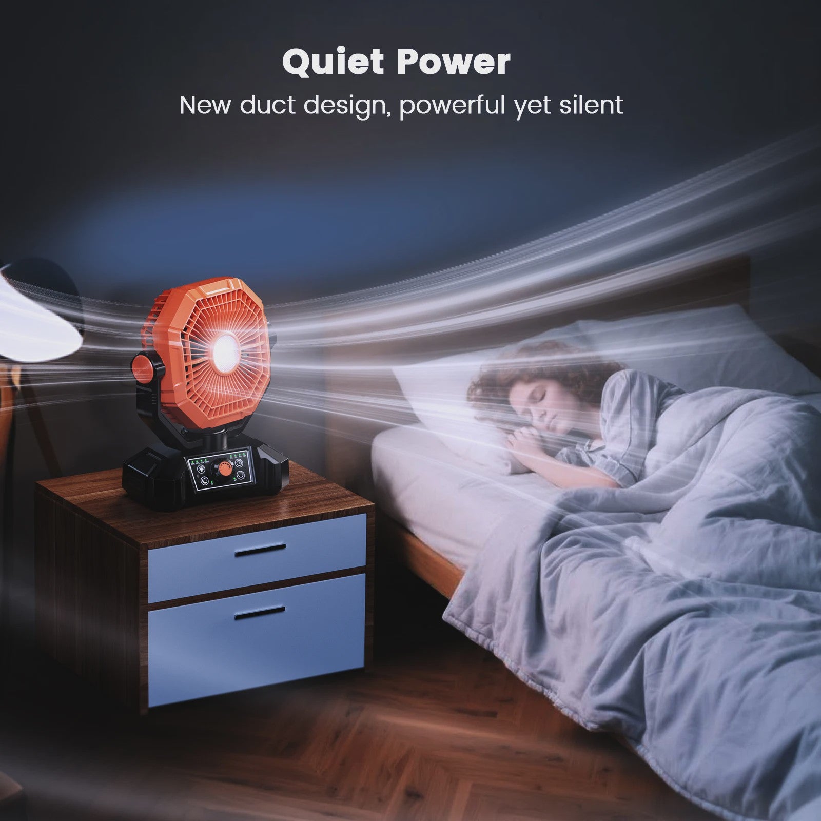 Draagbare 20000mAh Camping Ventilator met LED Lamp, Afstandsbediening & 8 Snelheden - Ideaal voor Buiten, Tent, Werkplaats