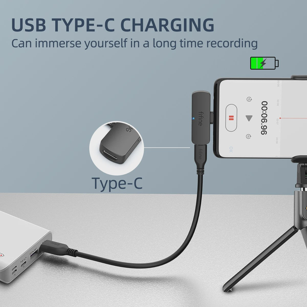 FIFINE M6 Draadloze Lavalier Microfoon met Type-C voor Mobiel, Tablet & Laptop