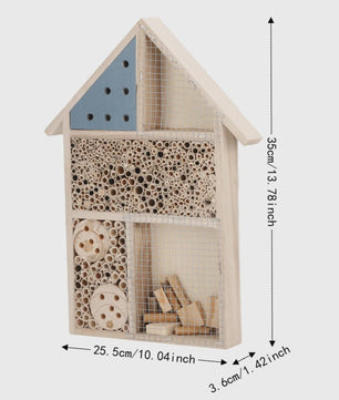 Houten Insectenhotel voor Tuin - Veilig Bijenhotel met Diverse Tunnels