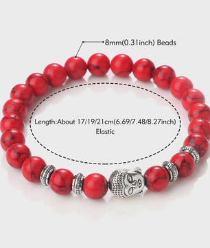 Buddha Hoofd Kralen Armbanden - Natuursteen (Tijgeroog, Vulkanisch, Malachiet, Rozenkwarts)