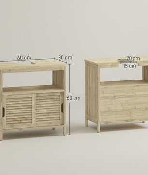 Bamboe Onderbouw Kast Badkamer - 60x30x60 cm - Natuurlijk Hout