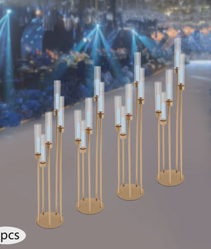 Set van 4 Goudkleurige Vloerkandelaren met 5 Armen - 80 cm Hoog - Luxe Decoratie voor Bruiloft & Feest