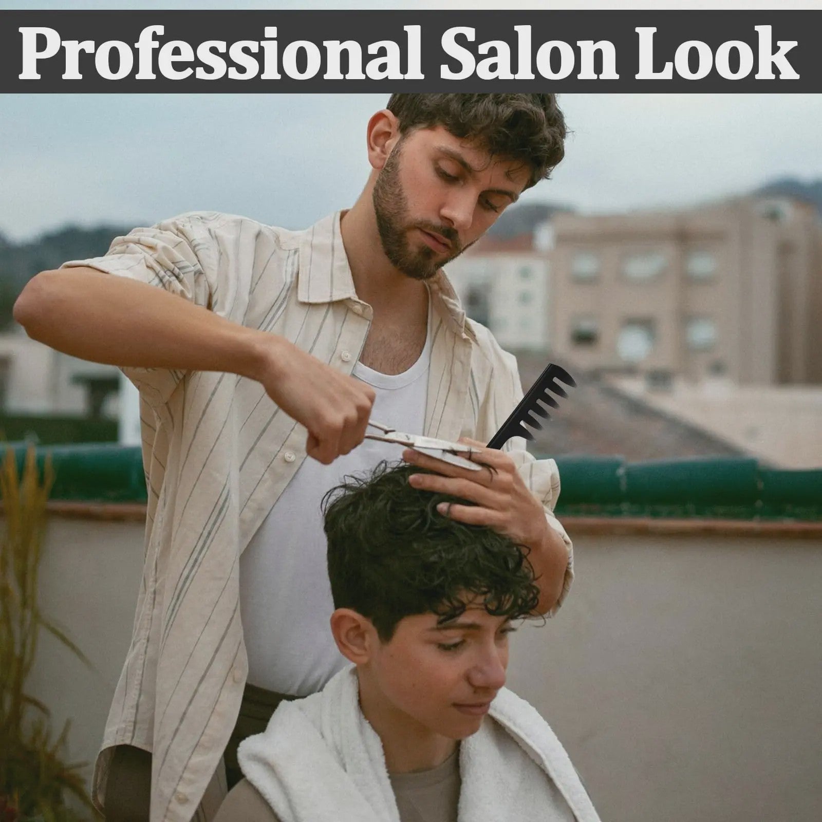 4-delige Heren Styling Kam Set - Brede Tanden, Anti-statisch voor Perfect Haar