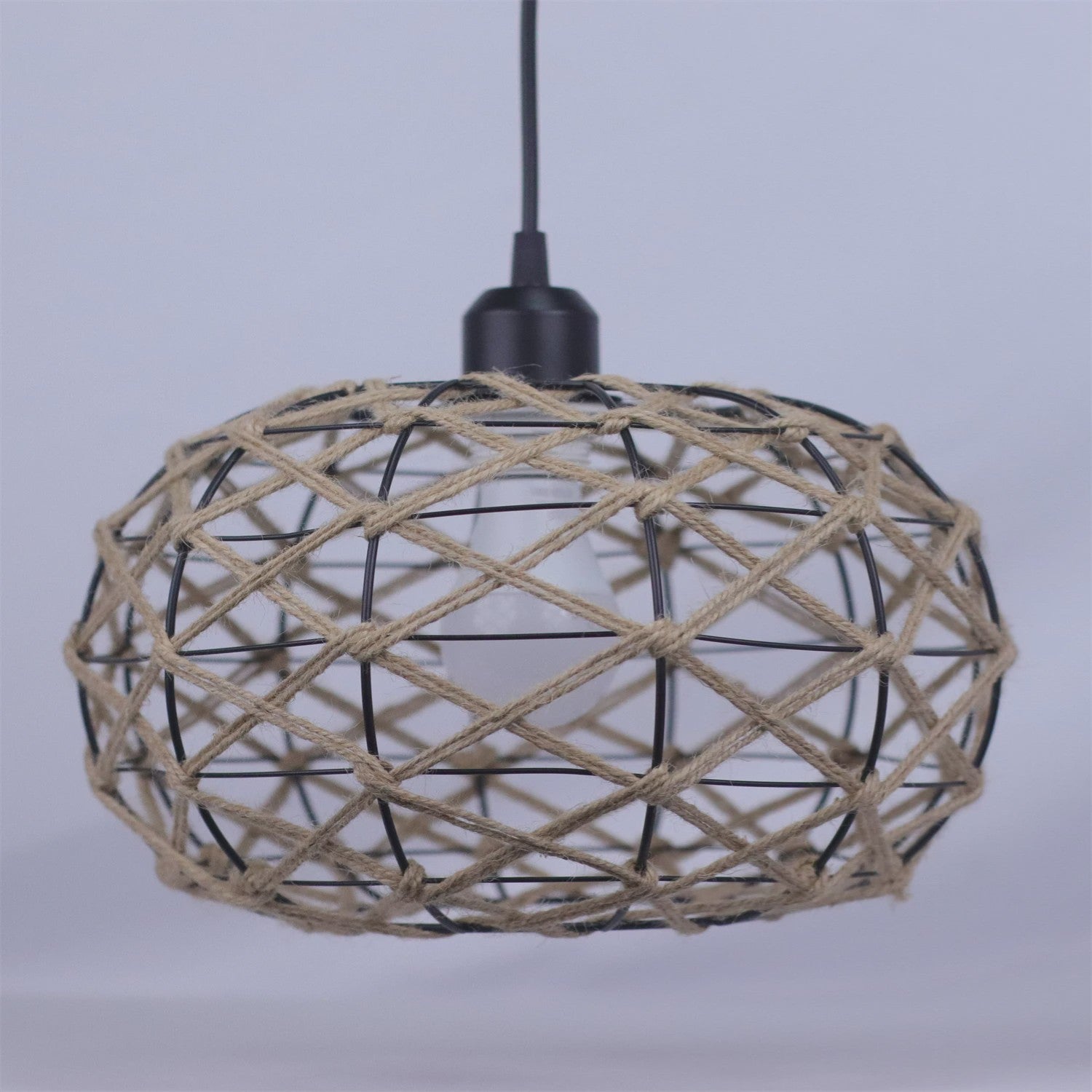 Industriële Rotan Hanglamp 30cm - Vintage Sfeer voor Woonkamer, Eetkamer & Bar