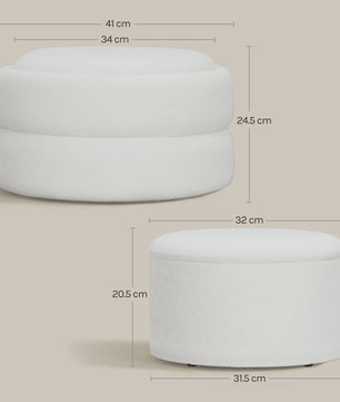 Set van 2 Witte Fluweel Zachte Ottomans met Verborgen Opbergruimte en Stapelbaar Design
