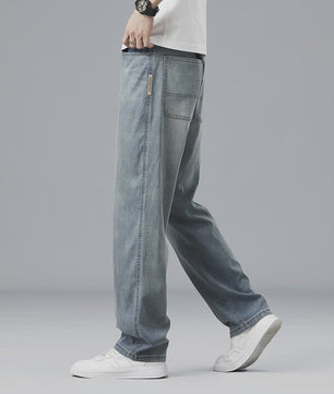 Luchtige Lyocell Heren Jeans - Zomer Broek met Loose Fit & Elastische Taille