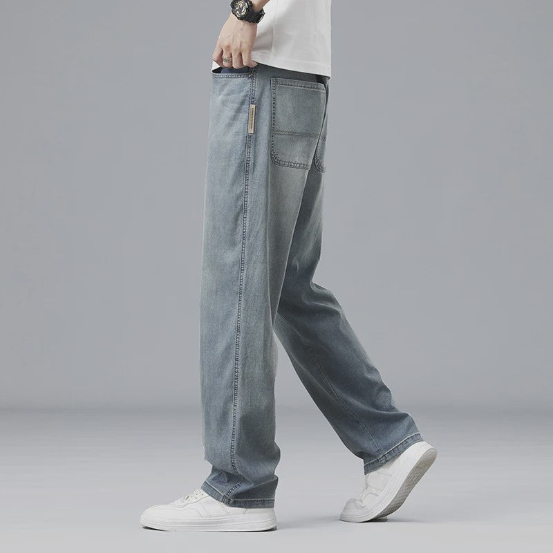 Luchtige Lyocell Heren Jeans - Zomer Broek met Loose Fit & Elastische Taille